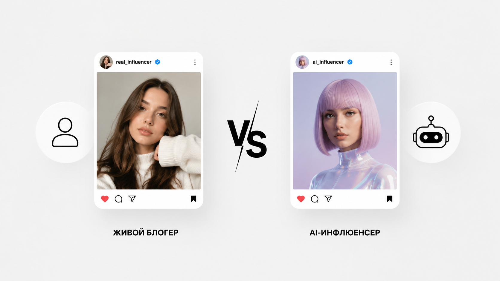AI-инфлюенсер и живой блогер в Instagram — сравнение виртуального и реального автора