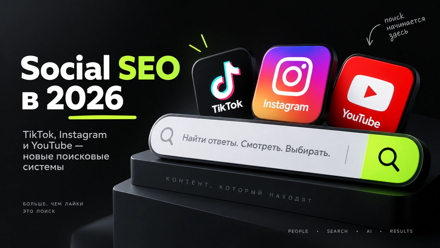 Social SEO в 2026 году — оптимизация TikTok, Instagram и YouTube для поиска